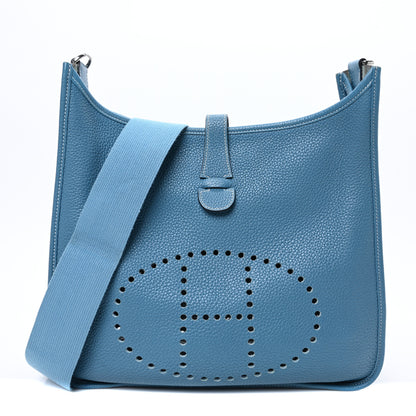 Hermes Taurillon Clemence Evelyne III GM Blue Jean 1 of 10