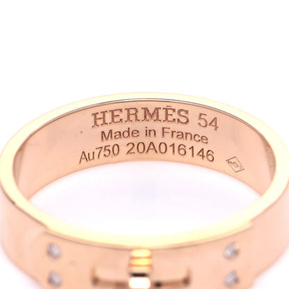 Hermes 18K Rose Gold Diamond PM Kelly Ring 54 6.75 8 of 10