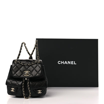 Chanel Shiny Caviar Quilted Small Duma Pockets Drawstring Backpack Black 10 of 10