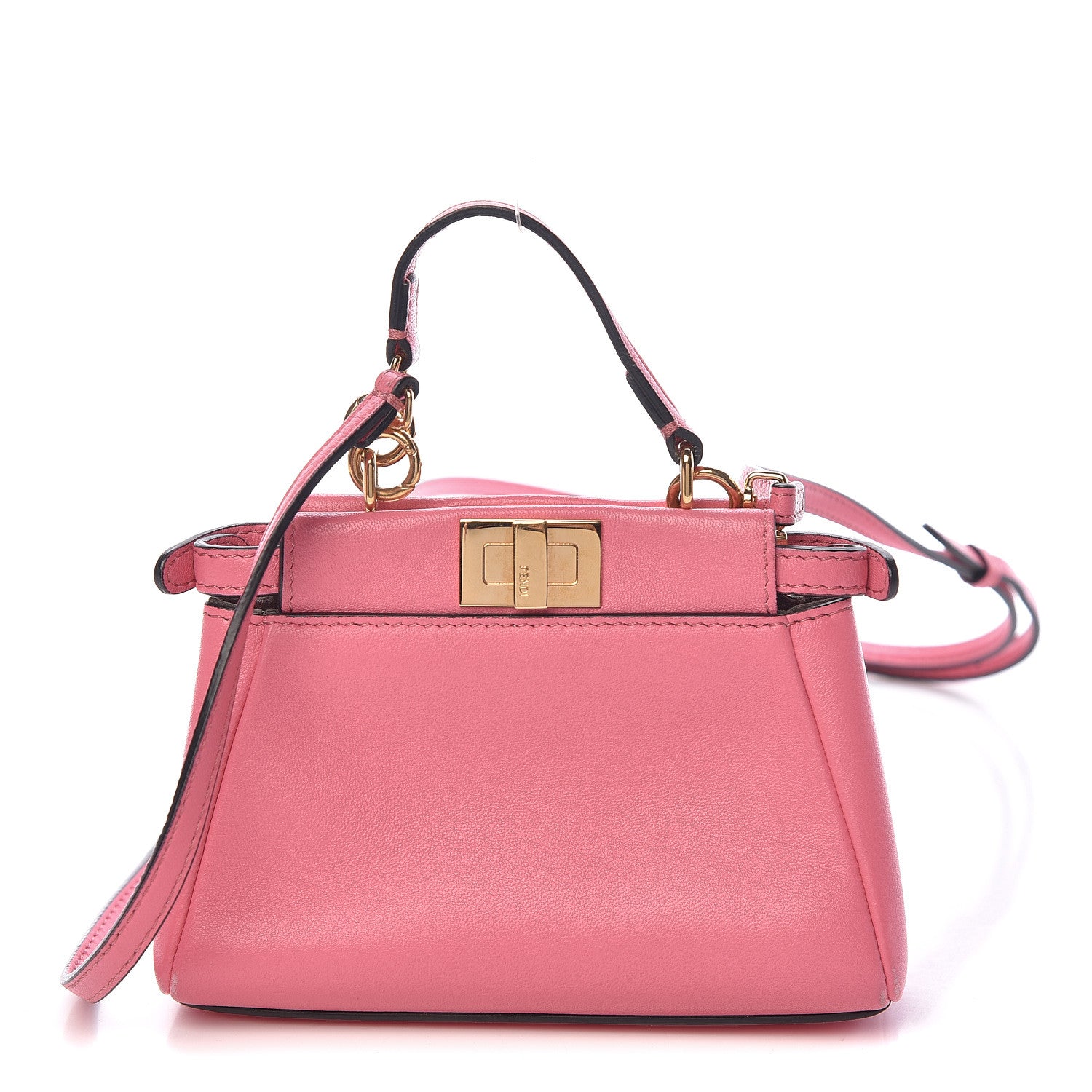 Fendi Shiny Nappa Micro Peekaboo Iconic Satchel Rosa Fluo 1 of 15
