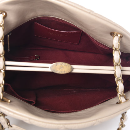 Chanel Aged Calfskin Large Just Mademoiselle Bowling Bag Beige 5 of 12