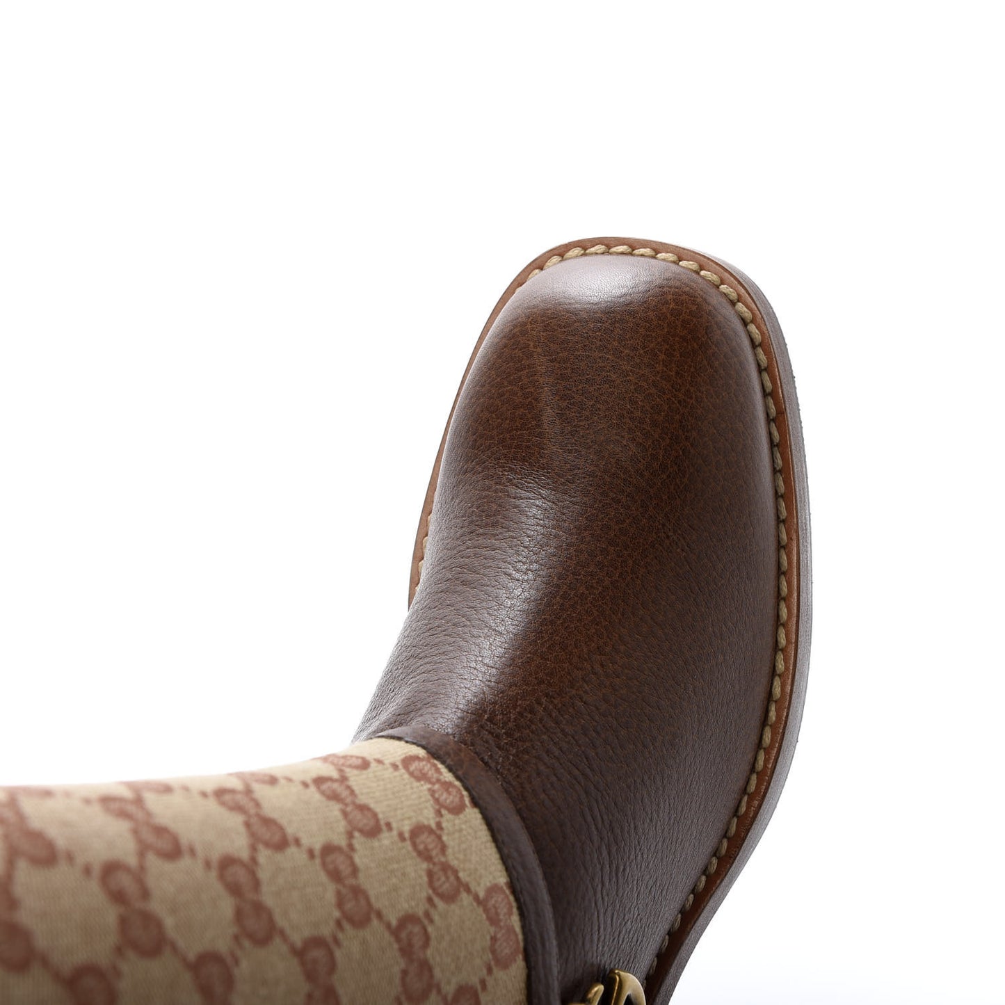 GG Monogram Calfskin Lola Tall Boots 38 Beige Ruggine Cuir
