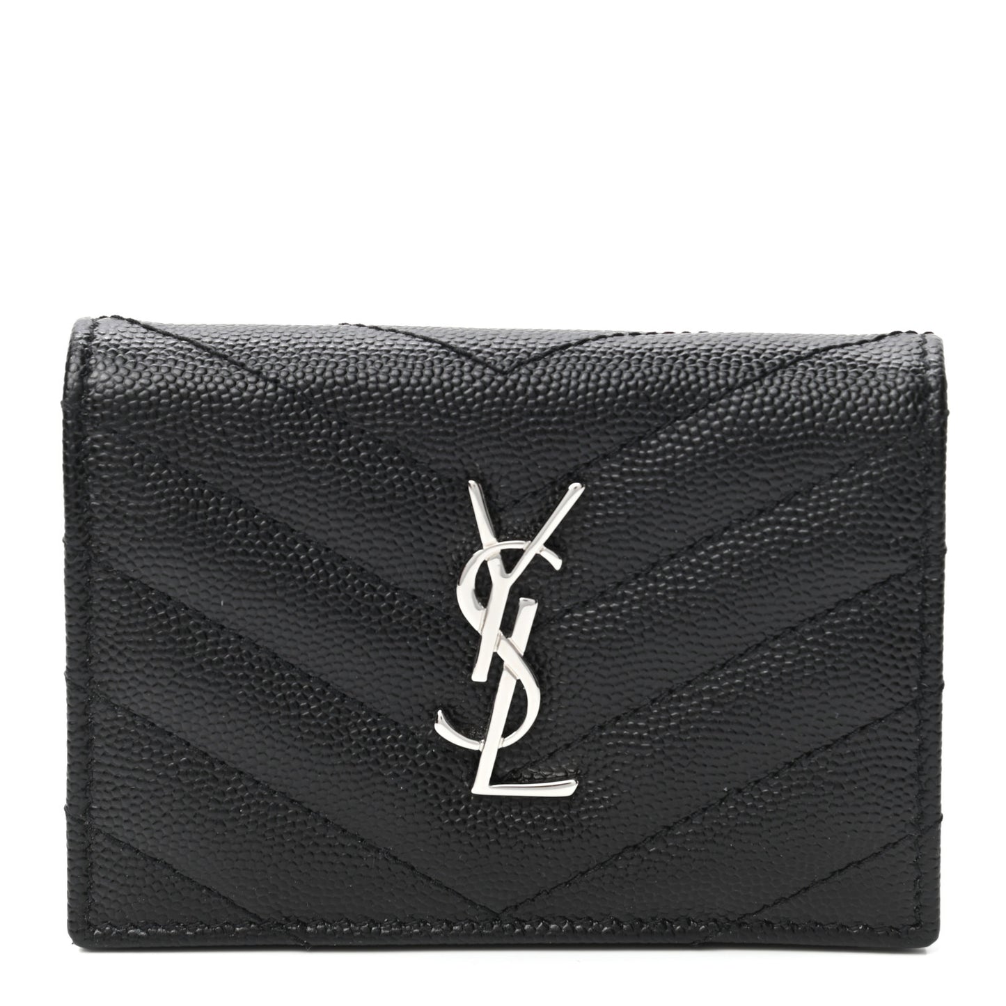 Grain De Poudre Matelasse Chevron Monogram Card Case Black