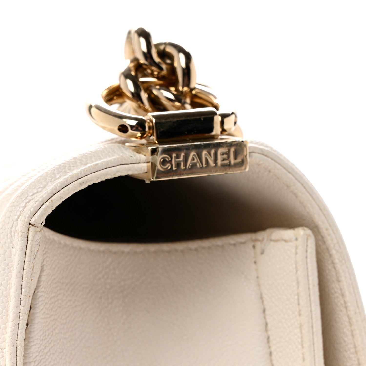 Chanel Caviar Quilted New Medium Boy Flap White 14 of 14