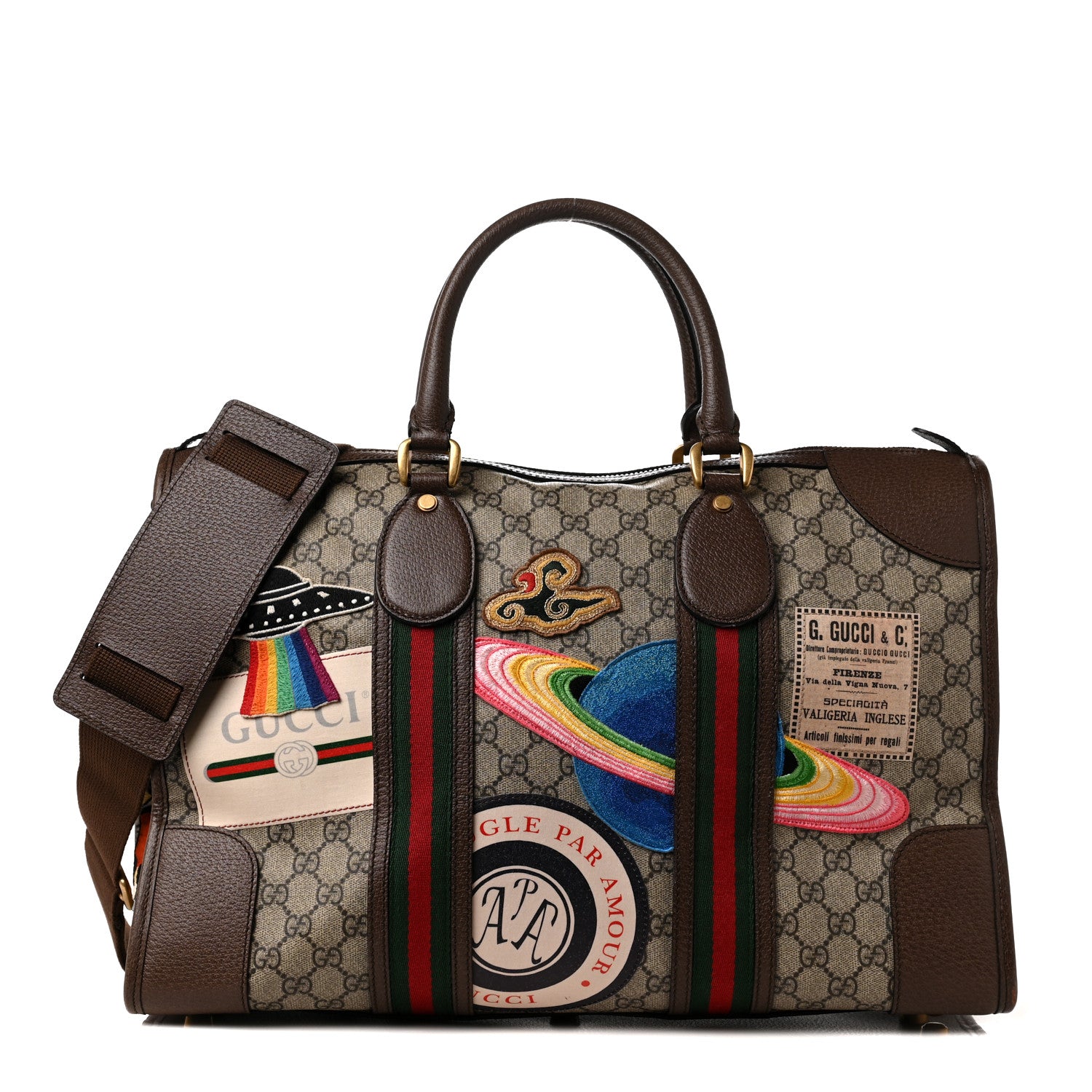 Gucci Soft GG Supreme Monogram Courrier Medium Duffle Bag Beige New Acero Multicolor 1 of 8