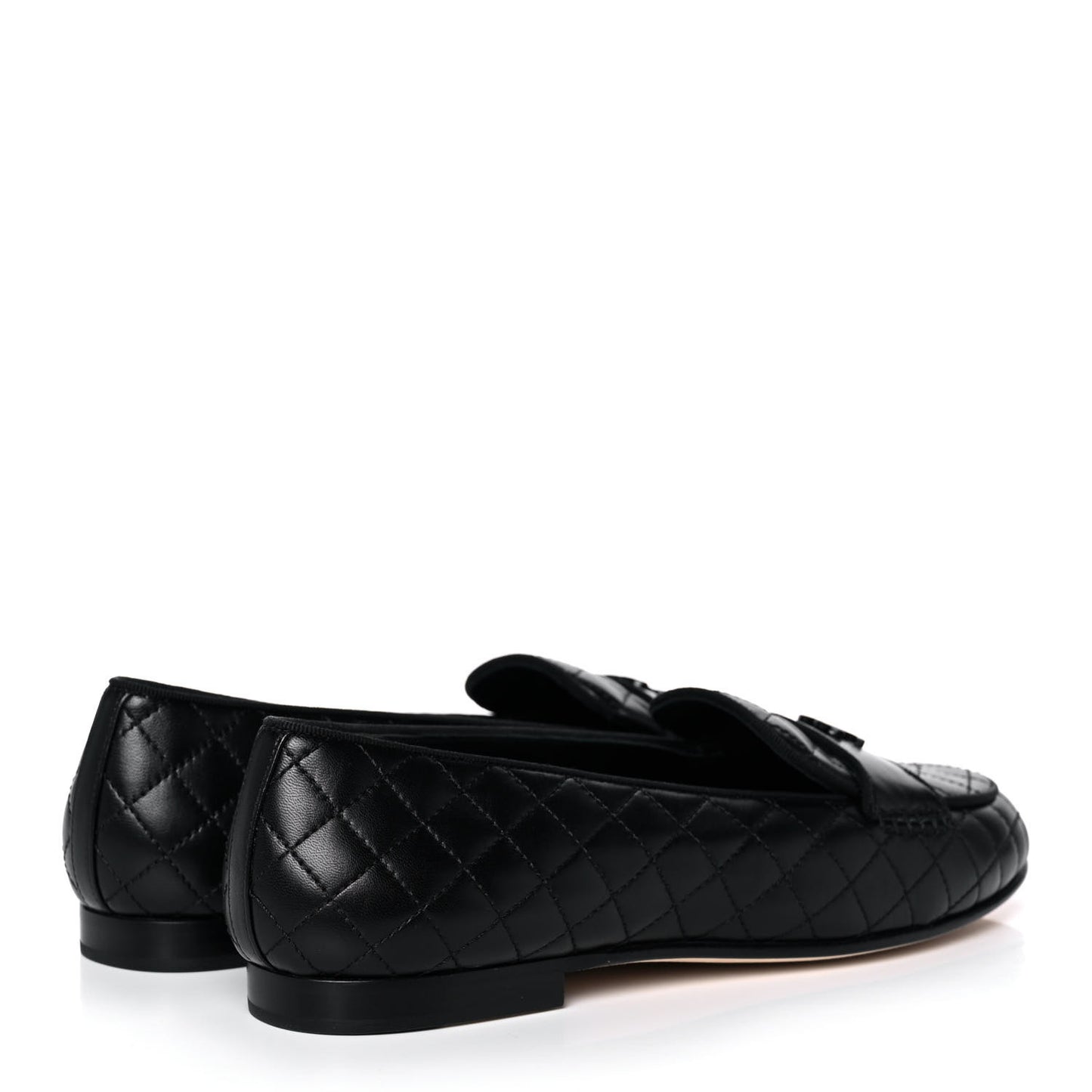 Lambskin Quilted CC Loafers 38.5 Black