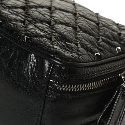 Valentino Garavani Craquele Nappa Rockstud Spike Double Zip Camera Crossbody Bag Black 7 of 12