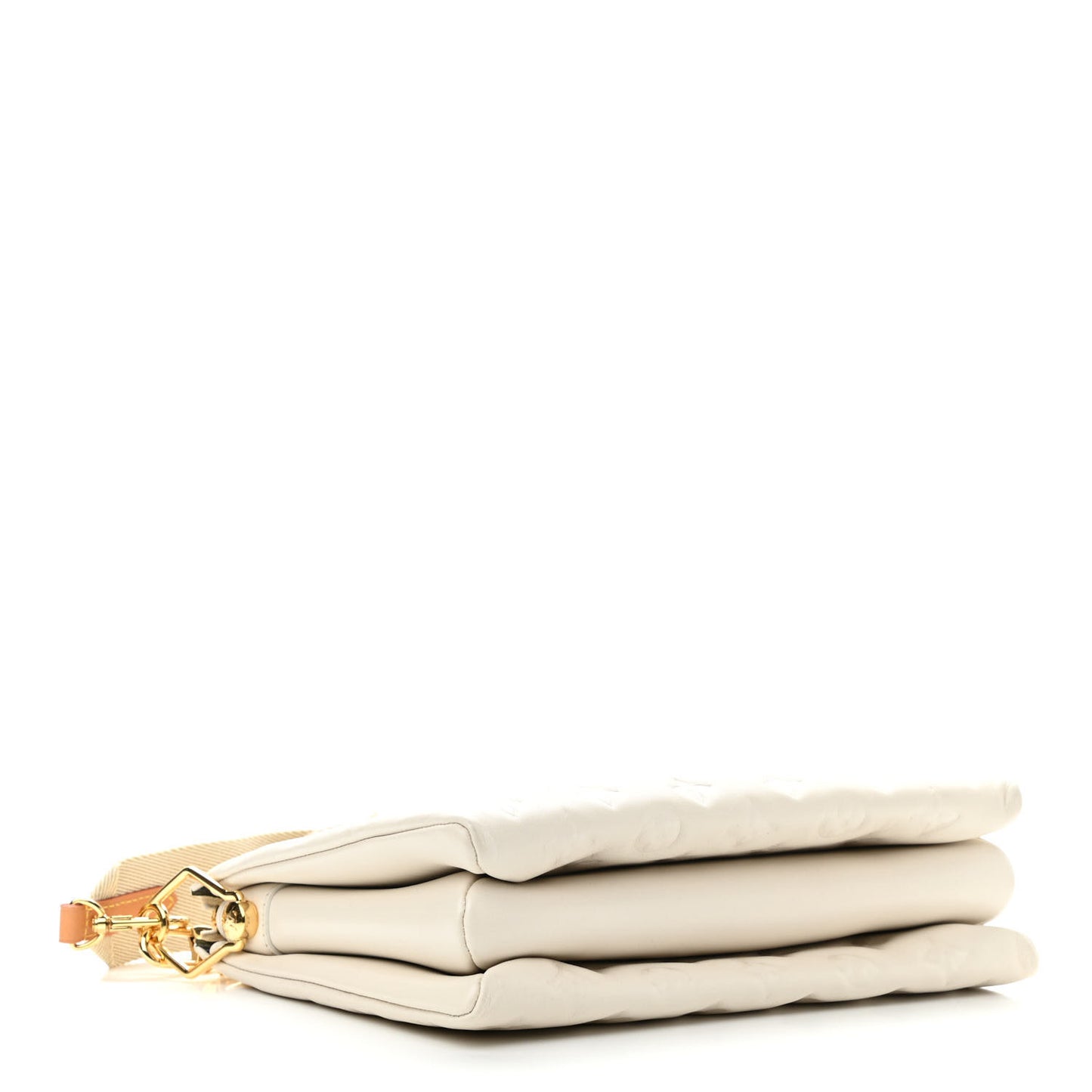Lambskin Embossed Monogram Coussin PM Beige Cream