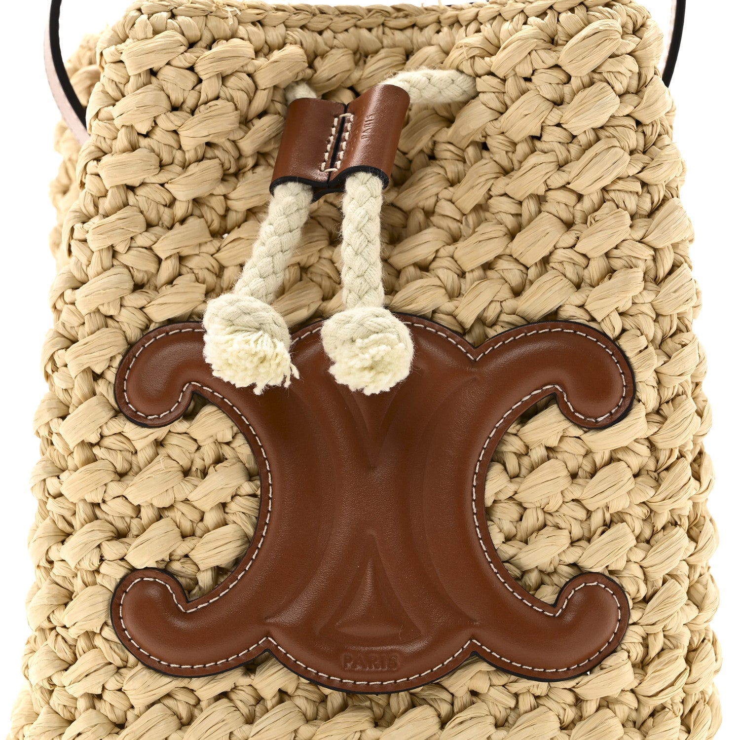 Celine Raffia Calfskin Drawstring Teen Natural Tan 7 of 9