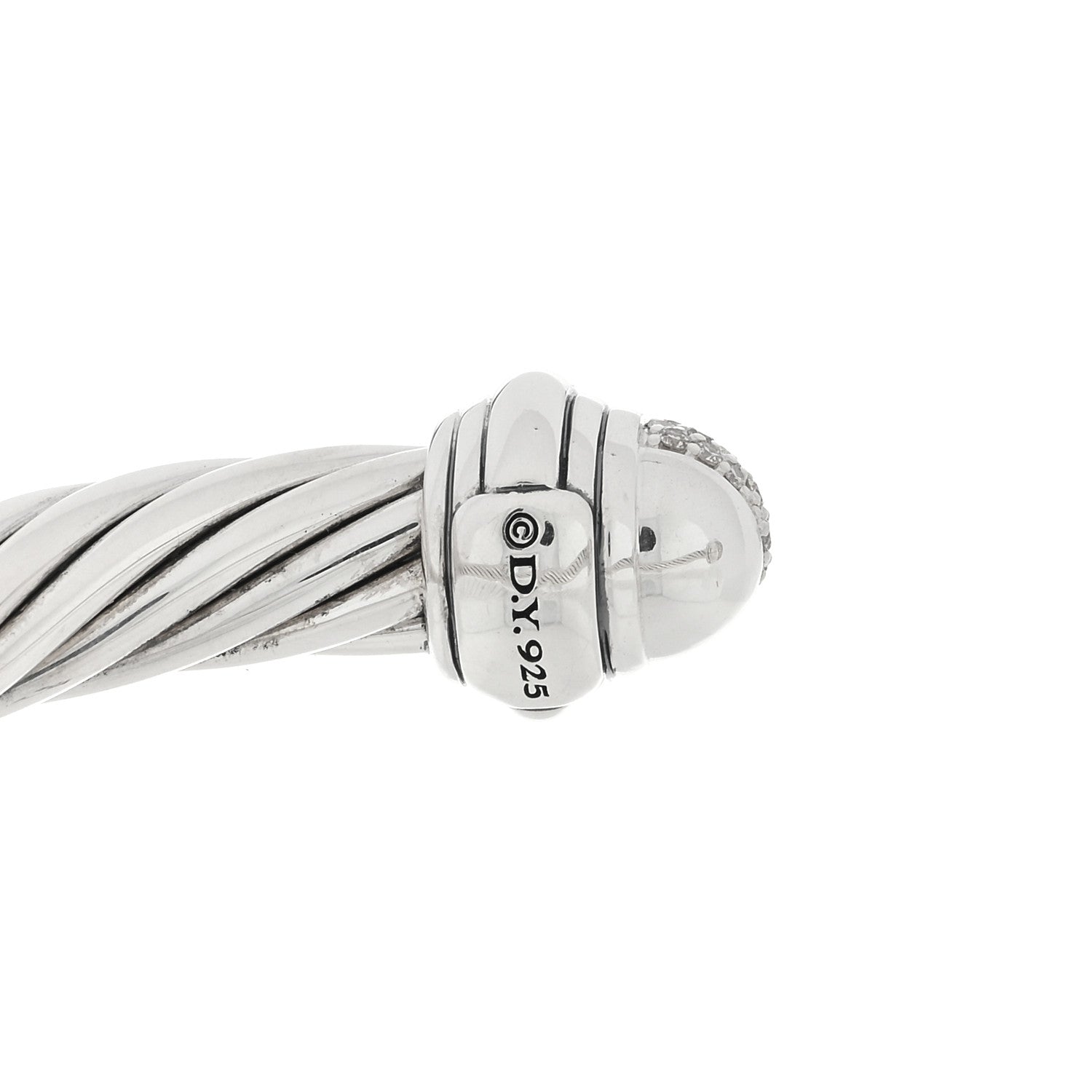 David Yurman Sterling Silver Diamond 7mm Cable Classics Bracelet 3 of 3