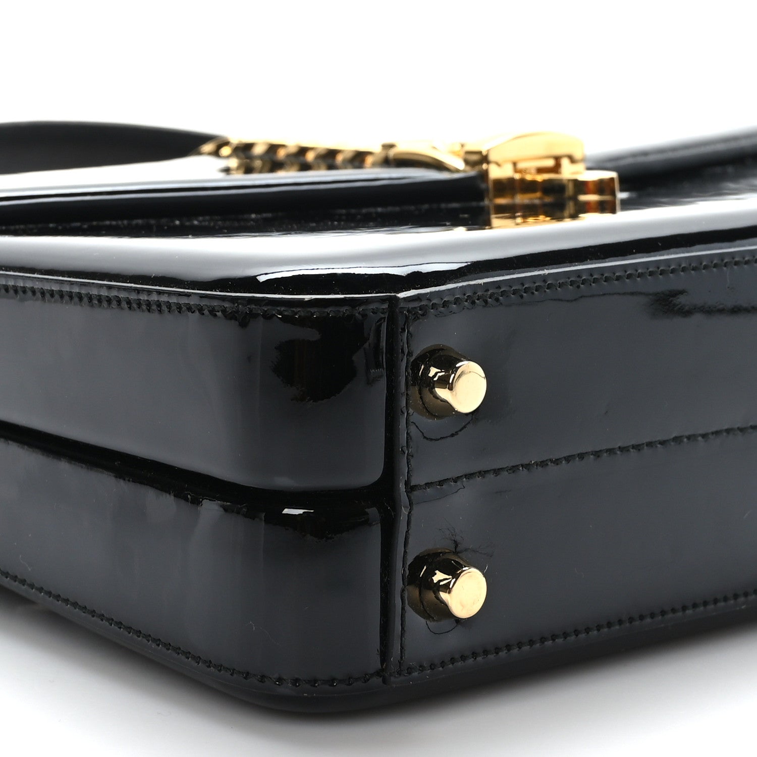 Gucci Mousse Top Patent Mini Sylvie 1969 Top Handle Bag Black 7 of 10