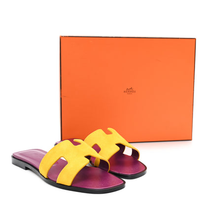 Hermes Suede Goatskin Oran Sandals 36 Jaune Topaze 10 of 10