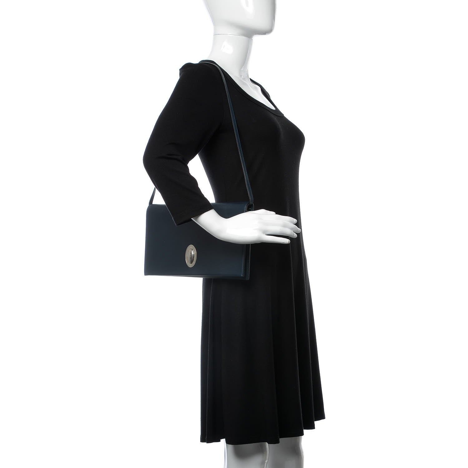 Celine Smooth Calfskin Oval Clutch Navy 2 of 8