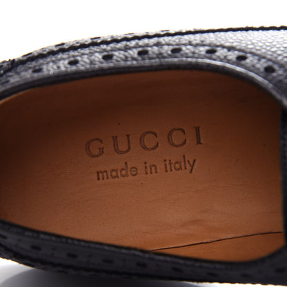 Gucci Calfskin Web Mens Queercore Brogue Derby Loafers 9 Black 8 of 12