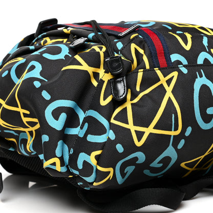 Gucci Techno Canvas GucciGhost Double Buckle Backpack Black New Acquamarine 11 of 12