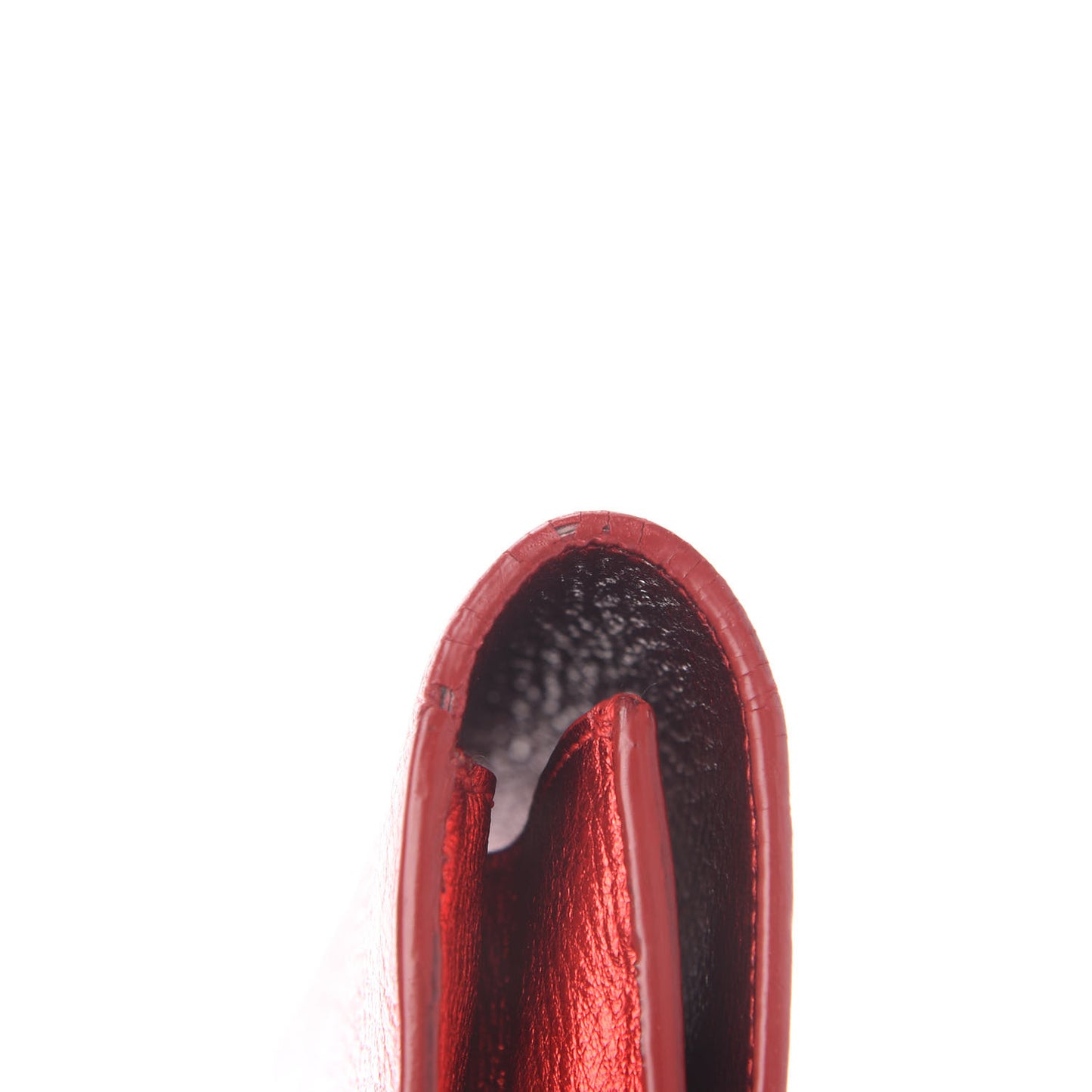 Metallic Textured Calfskin Classic Monogram Tassel Clutch Red