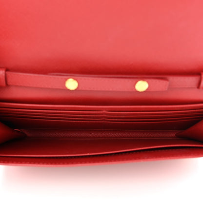 Prada Saffiano Metal Bar Chain Wallet Fuoco 5 of 14