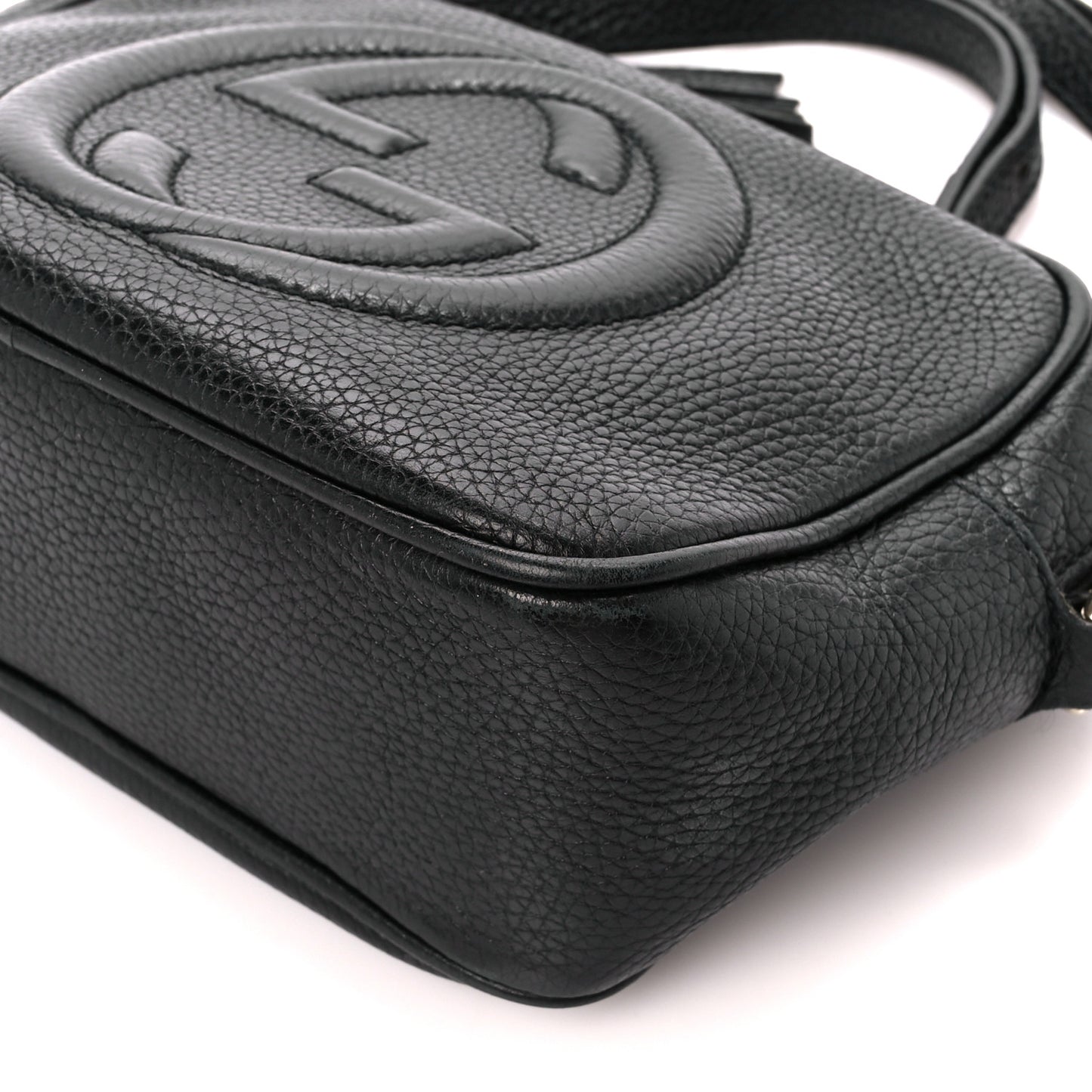 Pebbled Calfskin Small Soho Disco Bag Black