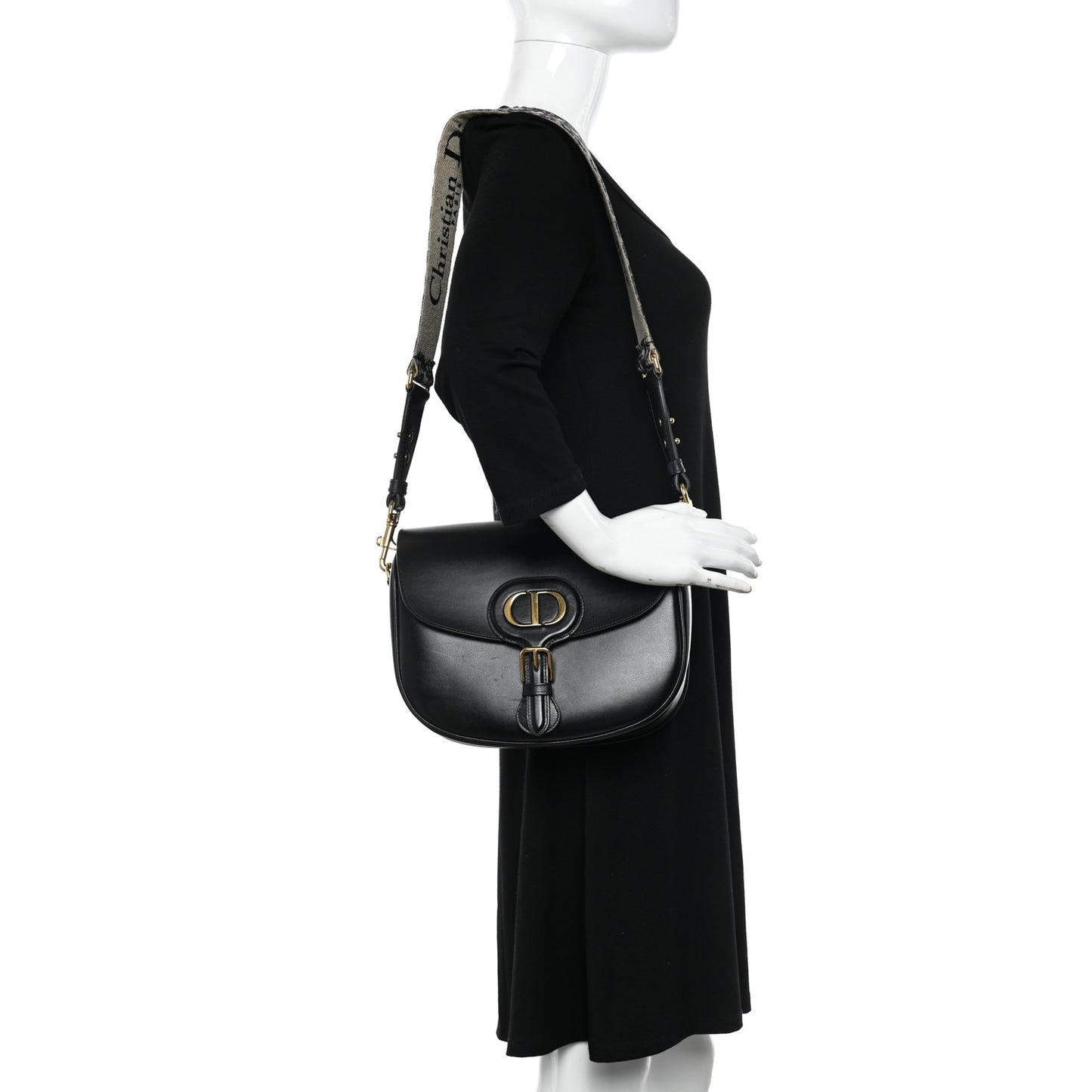Box Calfskin Large Bobby Flap Black
