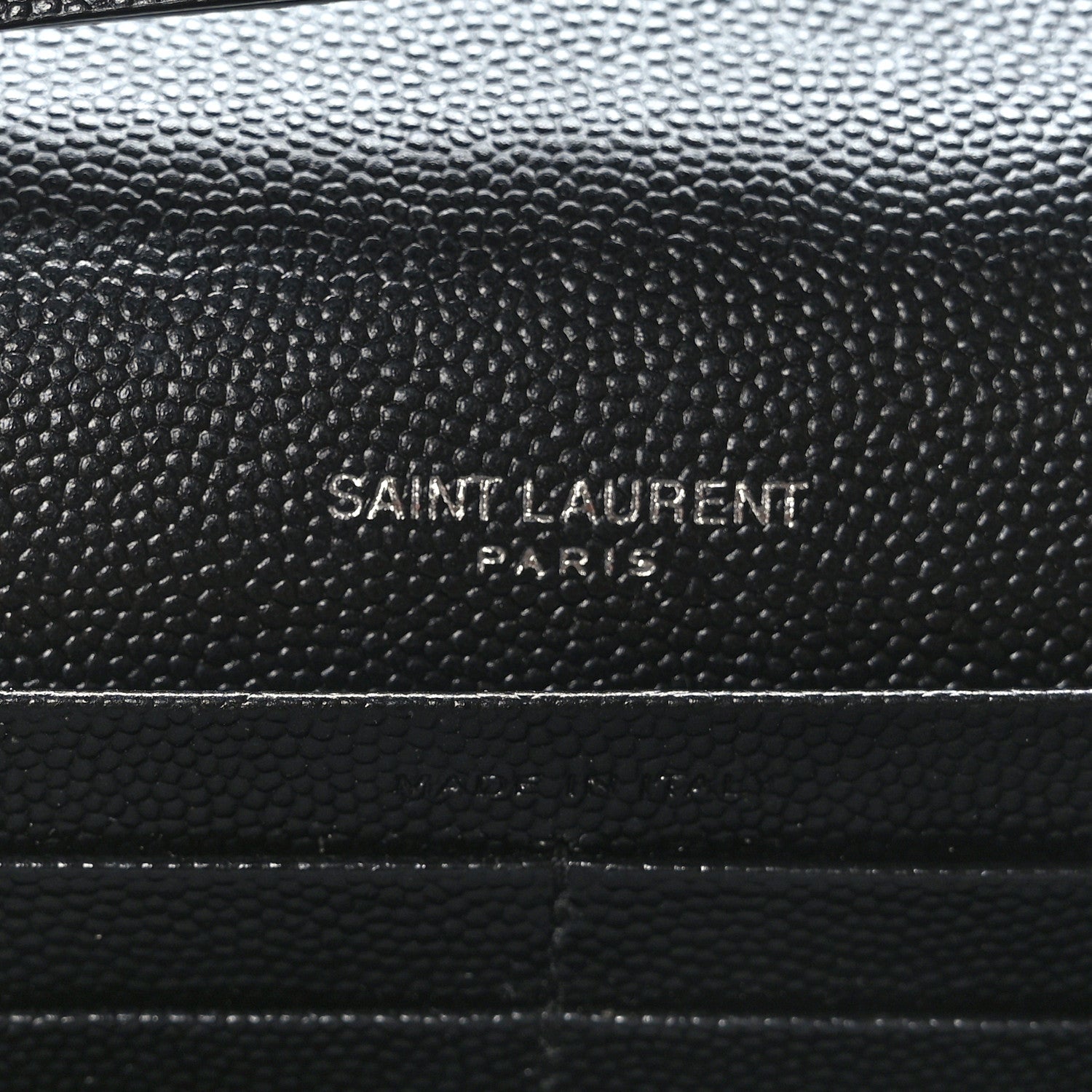 Saint Laurent Grain De Poudre Matelasse Chevron Monogram Chain Wallet Black 6 of 8