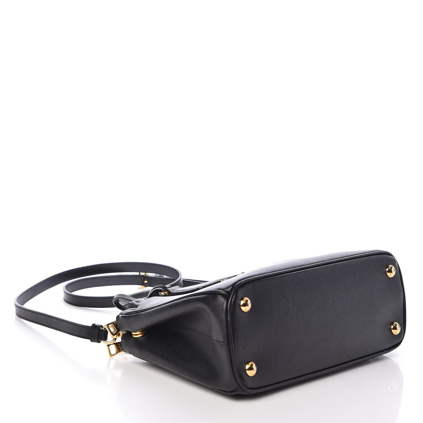 Saffiano Mini Galleria Double Zip Tote Black