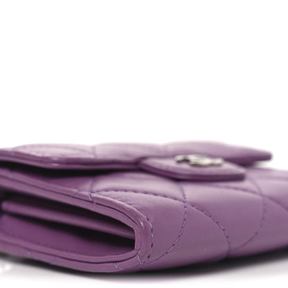 Chanel Lambskin Quilted Flap Card Holder On Chain Violet Purple 10 of 11