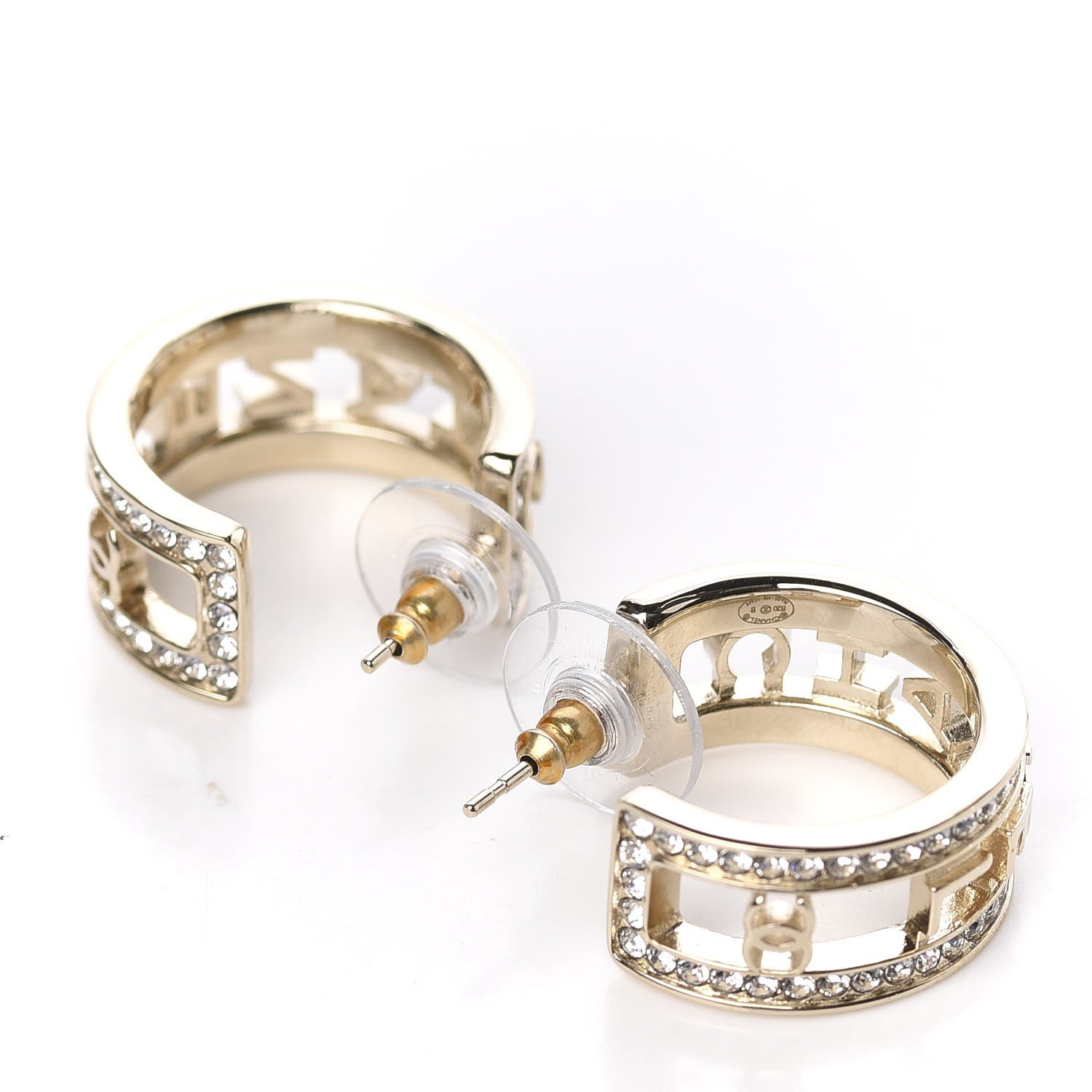 Chanel Metal Crystal Bow-tiful CC Hoop Earrings Gold 3 of 5