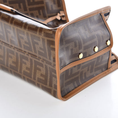 Fendi Glazed Fabric Vitello Century FF 1974 Stamp Patch Mini Peekaboo Defender Cover Mogano Panna Caramello 6 of 8