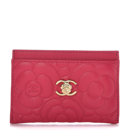 Chanel Caviar Camellia Embossed Card Holder Fuchsia 1 of 8