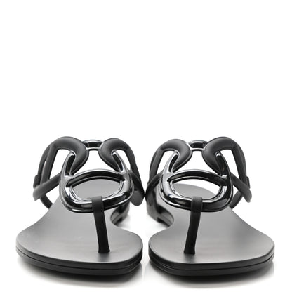 Hermes Rubber Womens Egerie Sandals 36 Black 2 of 7