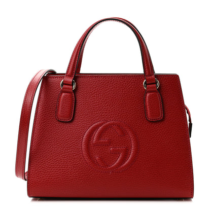 Gucci Dollar Calfskin Medium Soho Top Handle Satchel Hibiscus Red 1 of 10