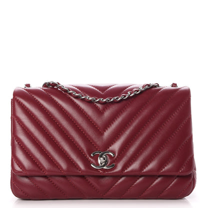 Chanel Lambskin Surpique Chevron Medium Single Flap Dark Red 1 of 9