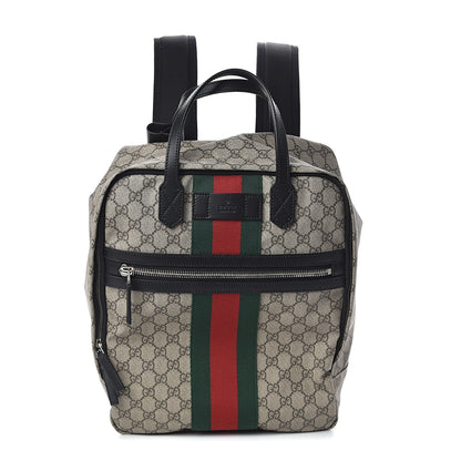 Gucci Soft GG Supreme Monogram Appia Calfskin Web Tote Backpack Beige Ebony Black 1 of 9