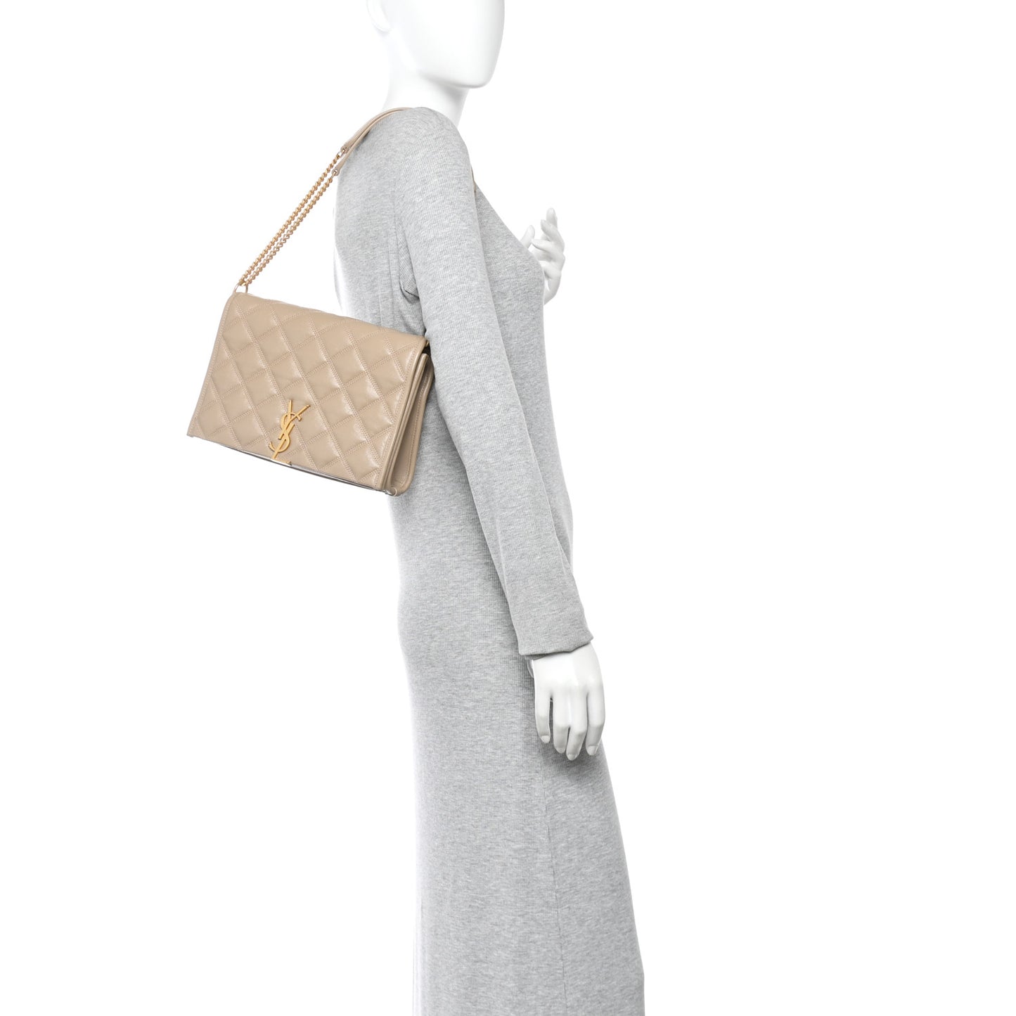 Lambskin Quilted Mini Becky Chain Bag Dark Beige