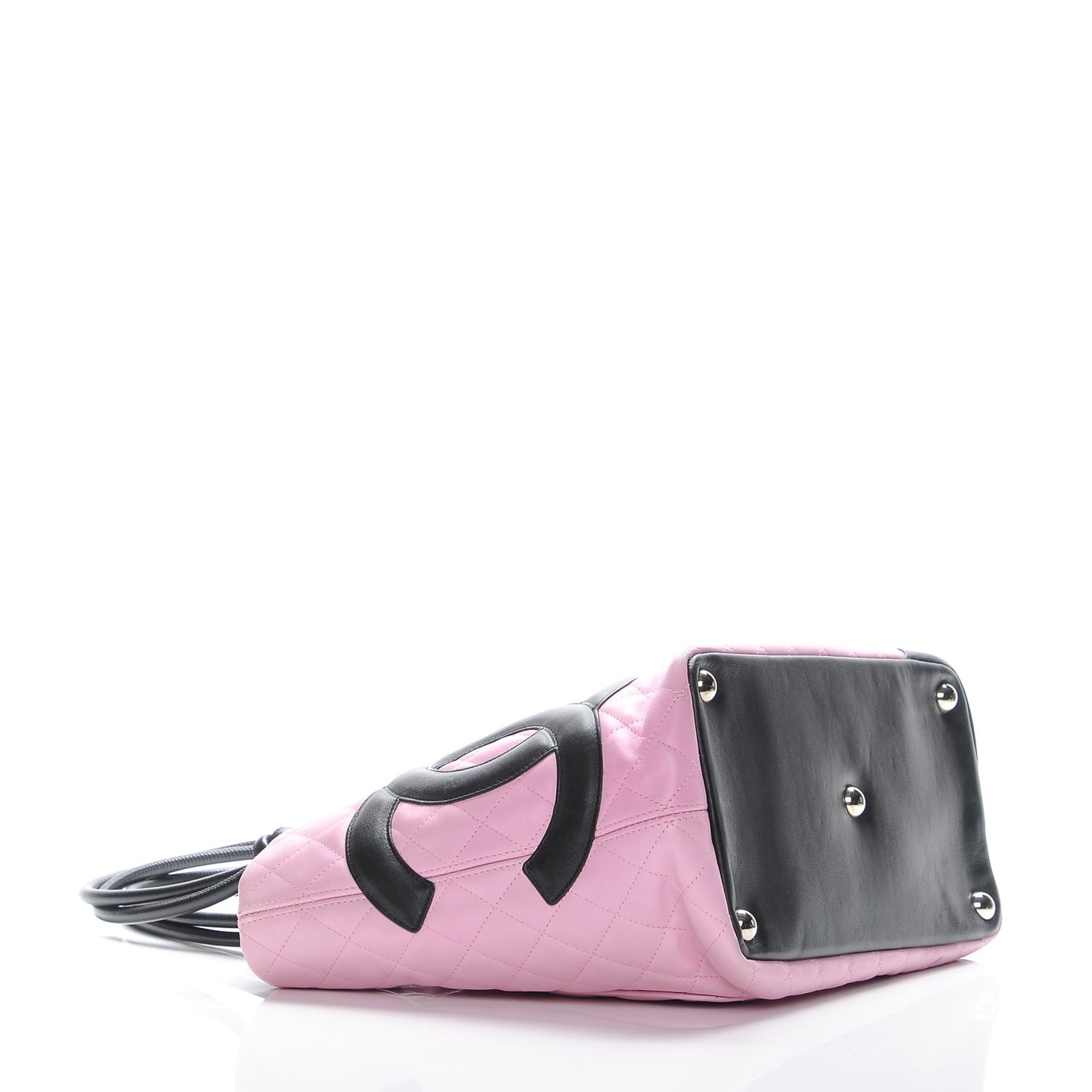 Calfskin Quilted Large Cambon Tote Pink Black