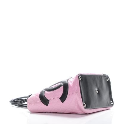 Chanel Calfskin Quilted Large Cambon Tote Pink Black 4 of 13