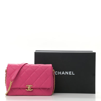 Chanel Shiny Caviar Quilted Small Chain Melody Flap Dark Pink 10 of 10