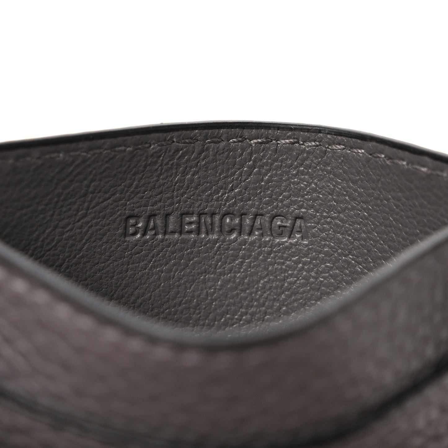 Grained Calfskin Neo Classic Silver Hardware Card Holder Dark Grey