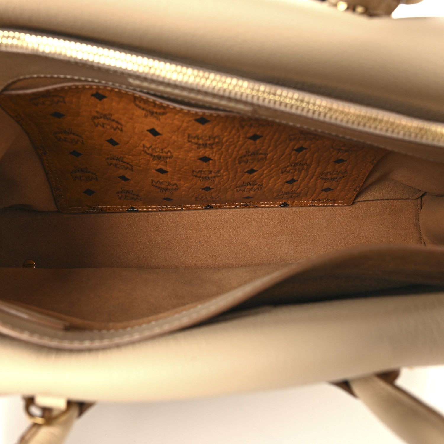 MCM Grained Calfskin Studded Medium Milla Tote Beige 5 of 14
