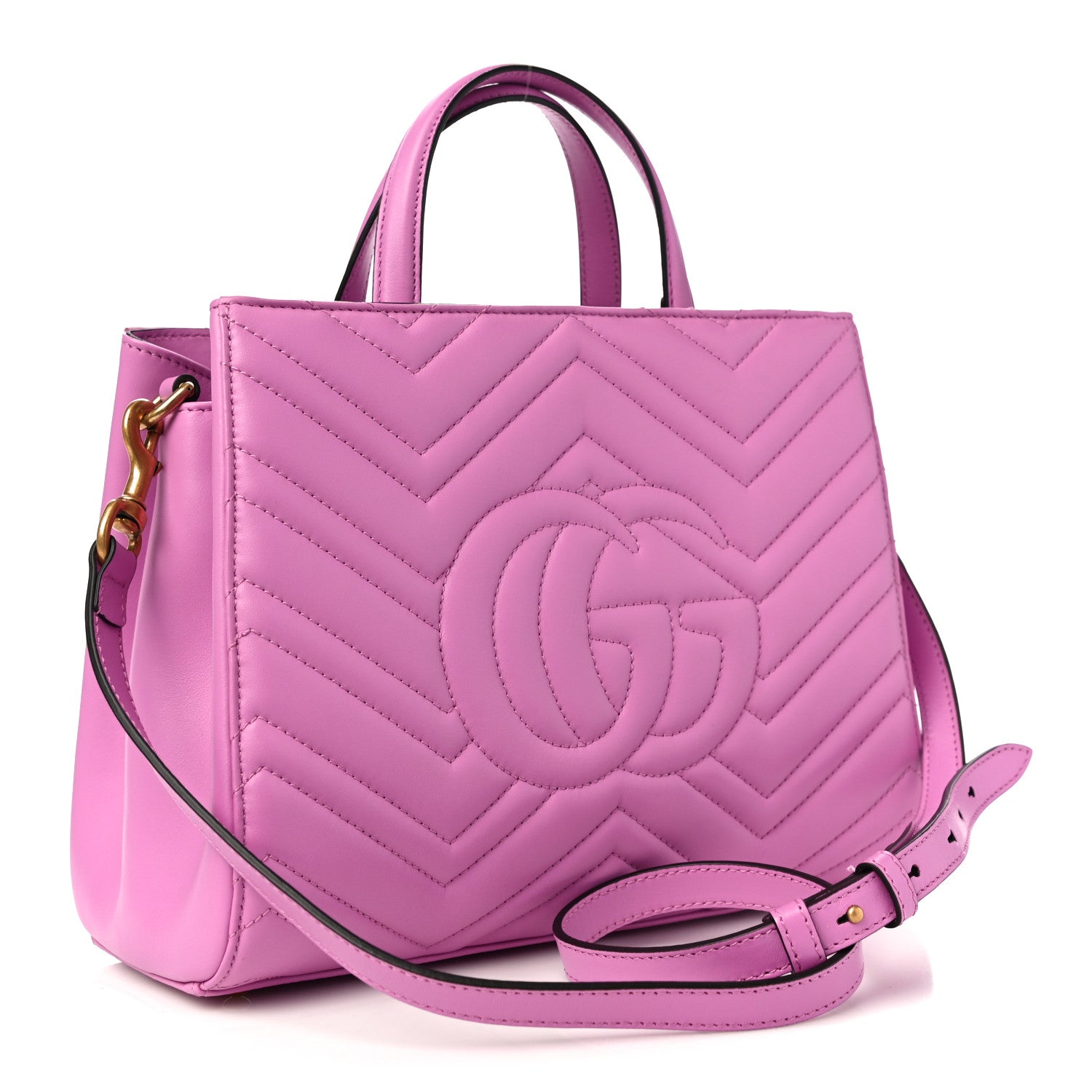 Gucci Calfskin Matelasse Small GG Marmont Tote Candy Mousse 3 of 11