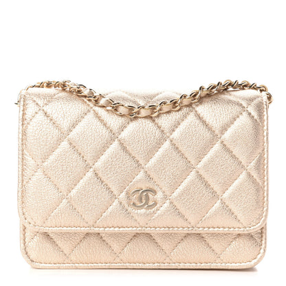 Chanel Metallic Lambskin Quilted Mini Wallet On Chain WOC Gold 1 of 11