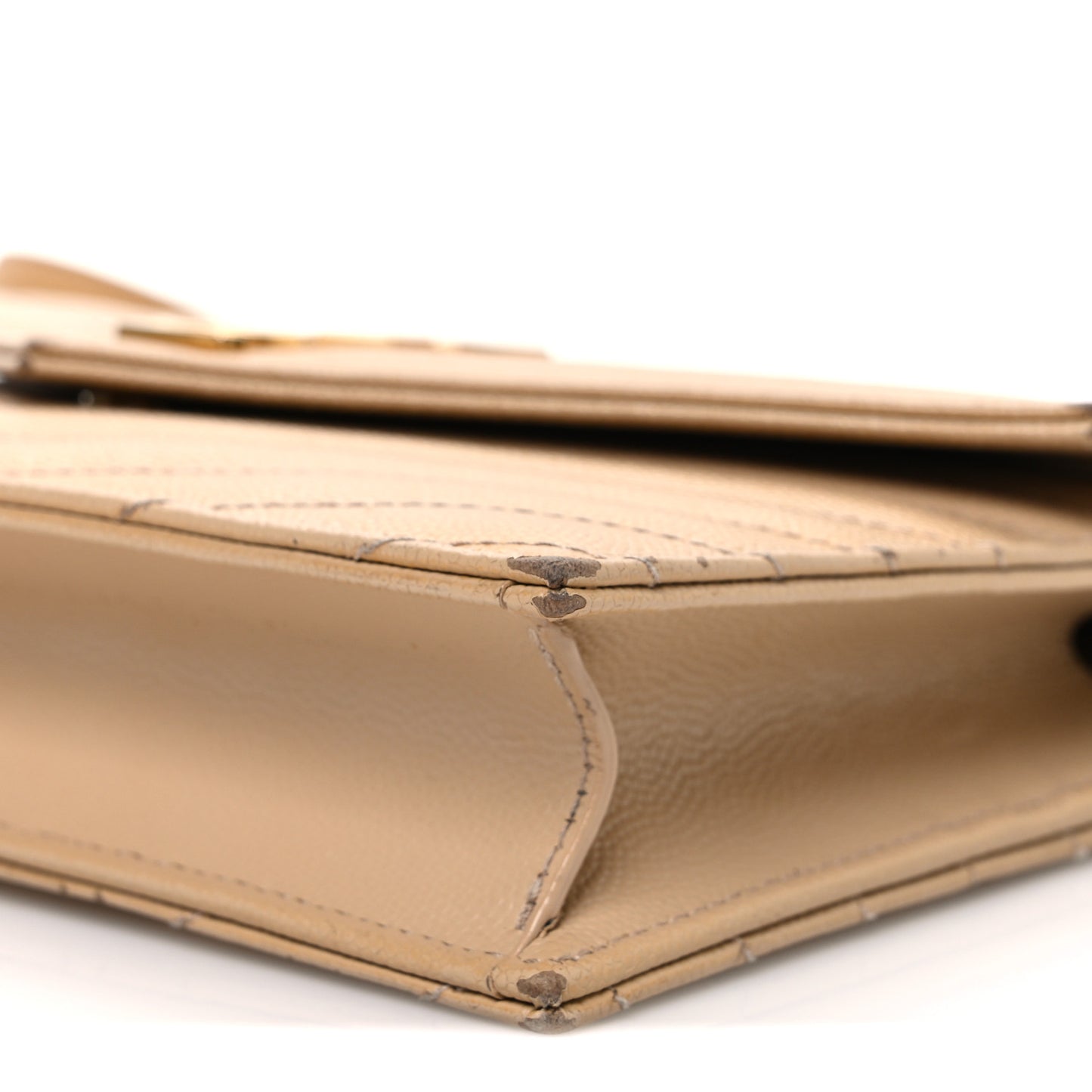 Grain De Poudre Matelasse Chevron Monogram Envelope Chain Wallet Nude Powder