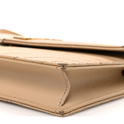 Saint Laurent Grain De Poudre Matelasse Chevron Monogram Envelope Chain Wallet Nude Powder 9 of 12