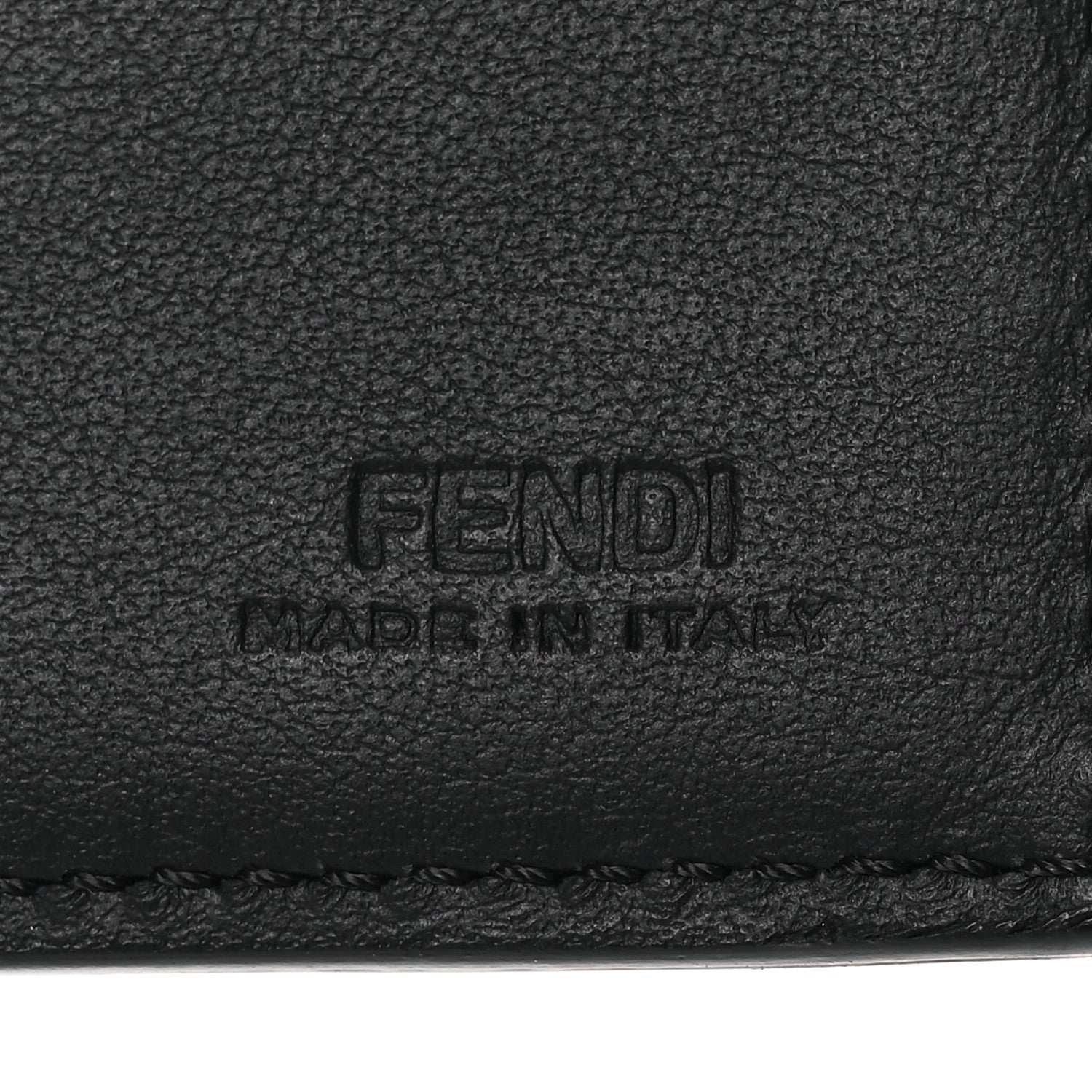 Fendi Calfskin Metal Monster Eyes Bi-fold Wallet Black 7 of 9