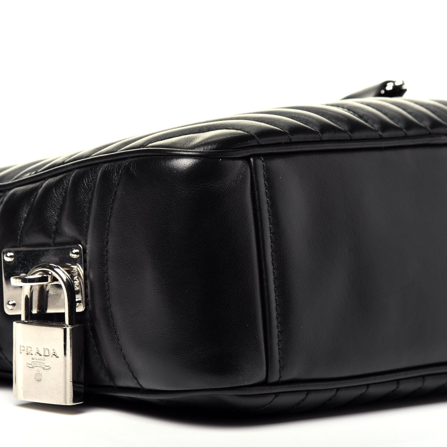 Prada Soft Calfskin Impunture Diagramme Top Handle Crossbody Bag Black 9 of 11