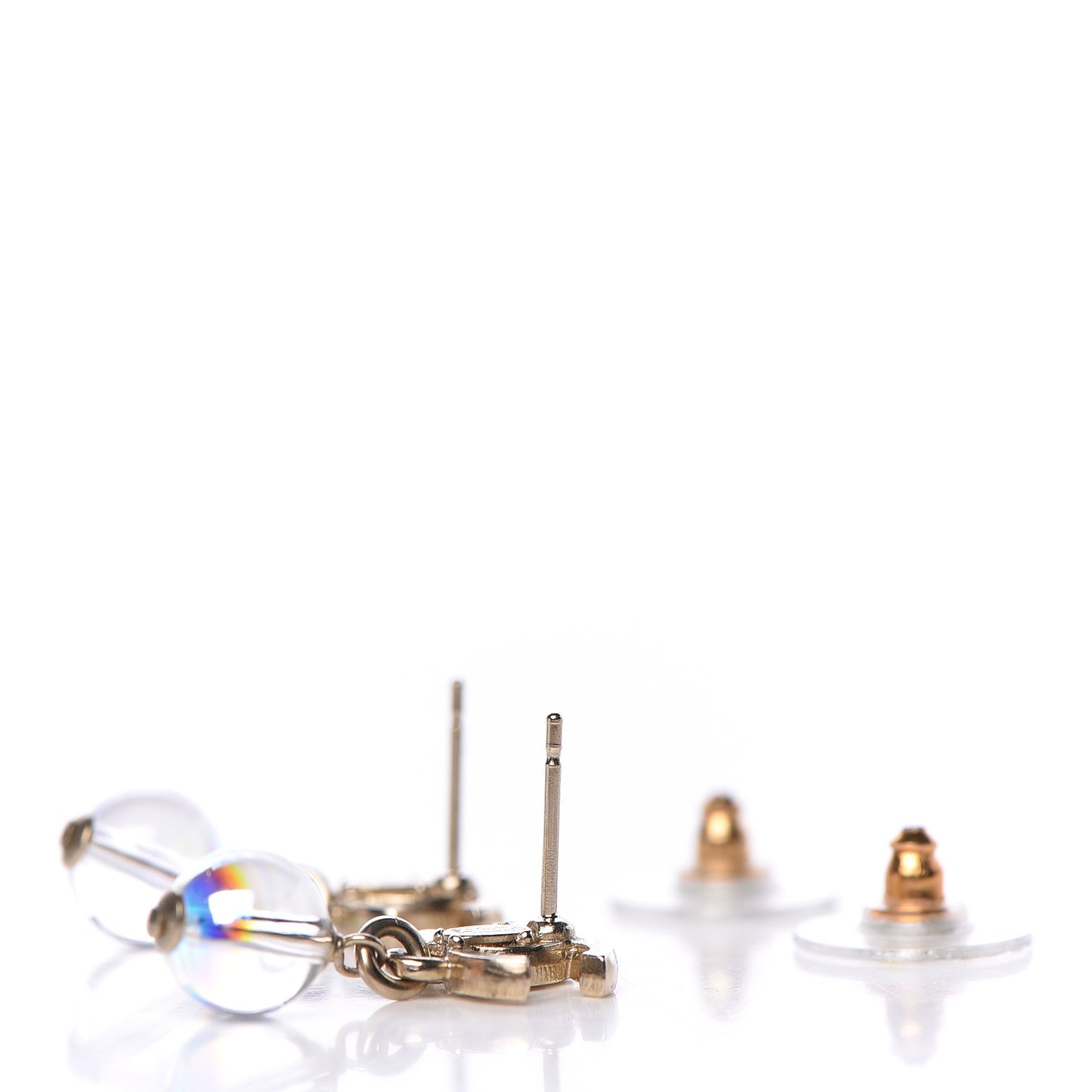 Bead CC Drop Earrings Light Gold
