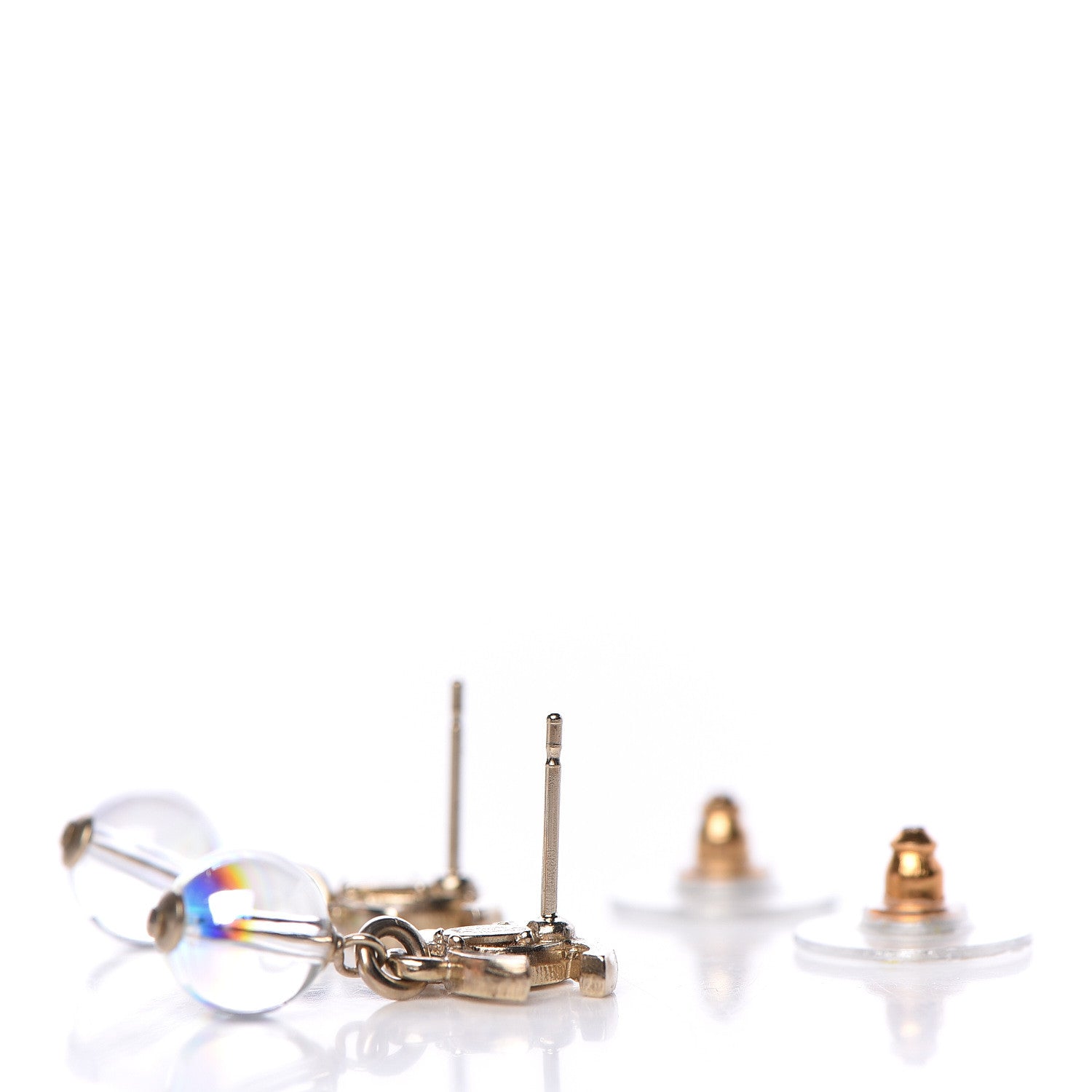 Chanel Bead CC Drop Earrings Light Gold 3 of 5
