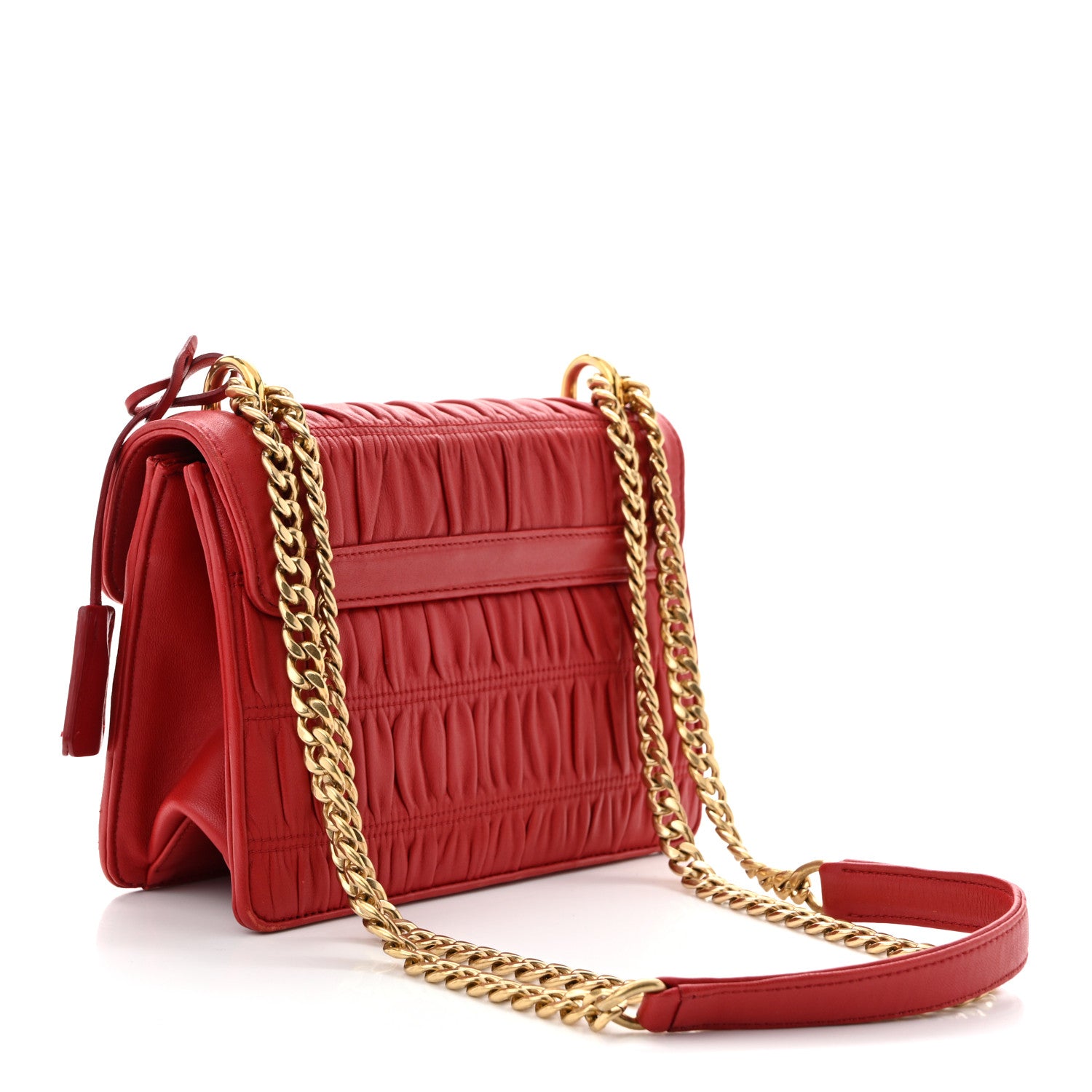 Prada Nappa Gaufre Sound Flap Crossbody Shoulder Bag Red 3 of 11
