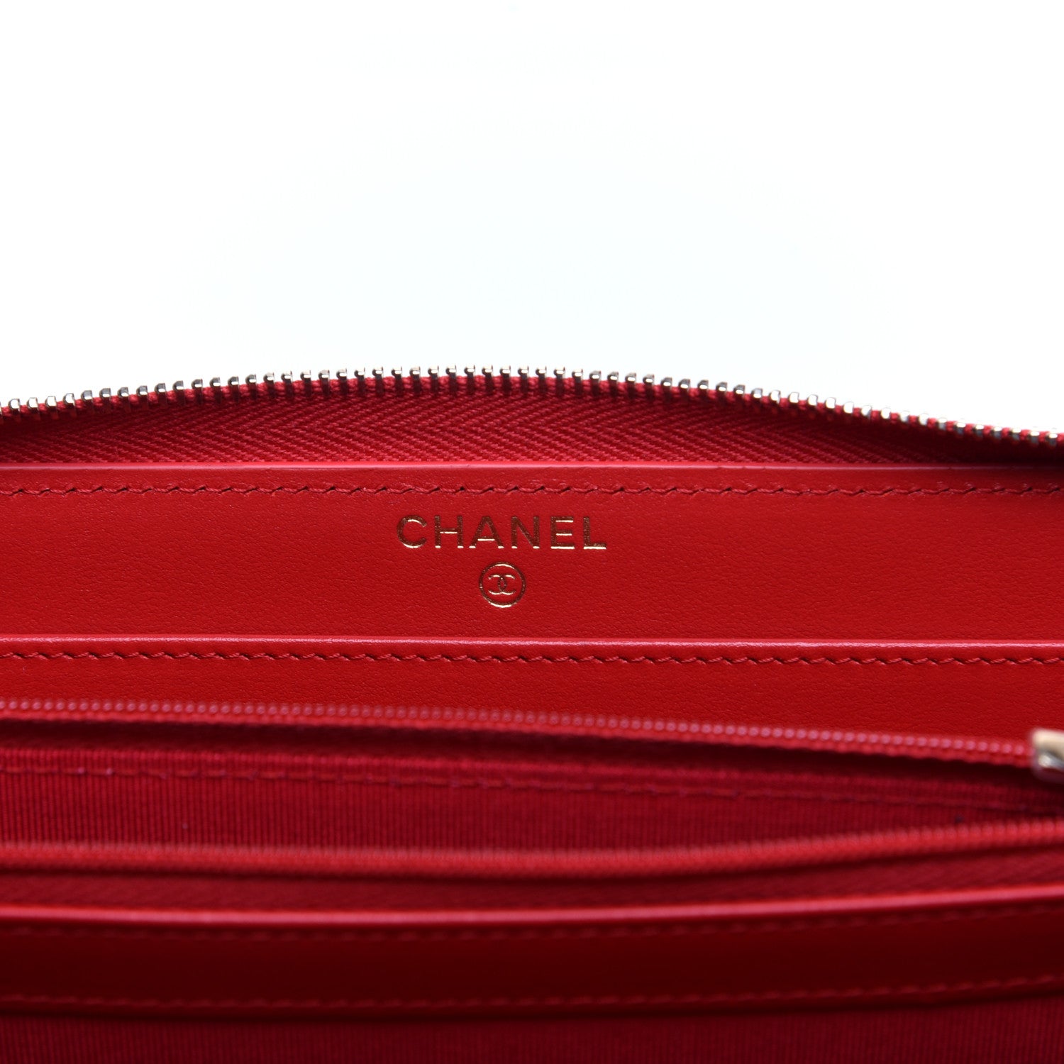 Chanel Caviar Quilted Long Zip Around Wallet Red 8 of 11