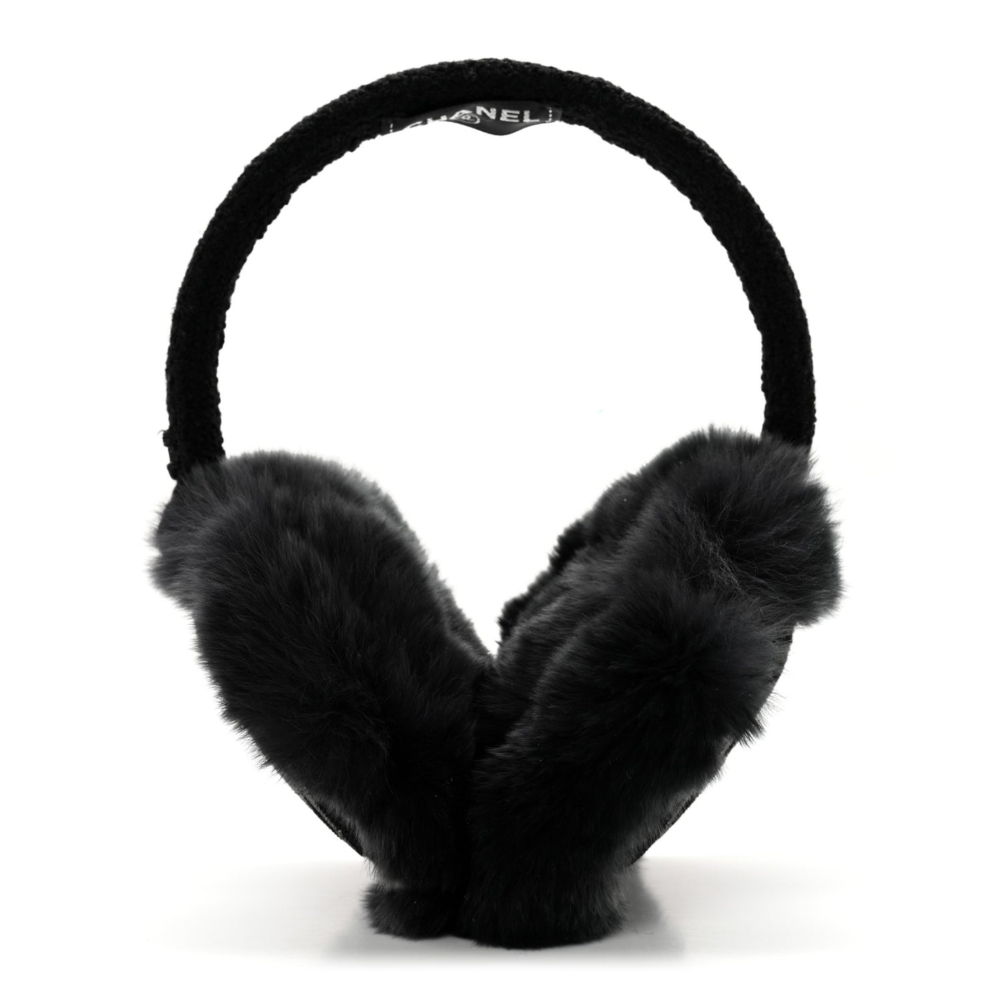 Rabbit Fur Tweed Cameilla Ear Muffs Black Grey